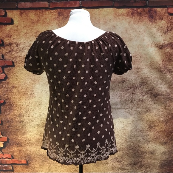 Brown & Pink Peasant Blouse | EUC | SZ 14(?) - Picture 5 of 5